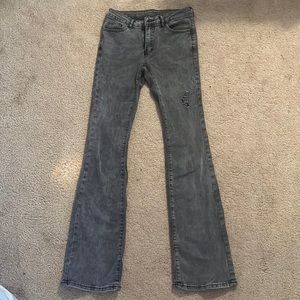 Light wash black boot cut jeans fit very well